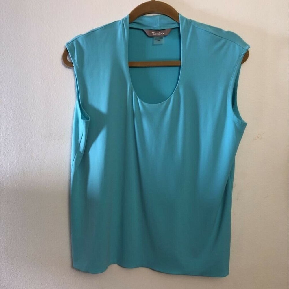 TanJay Womens Tank Top Turquoise Scoop Neck  M